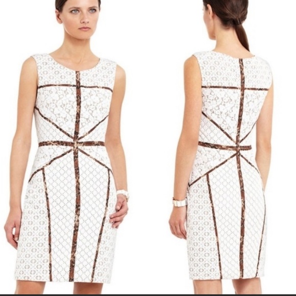 BCBG MaxAzria Andreea lace sheath dress white sz 4 - Picture 1 of 11